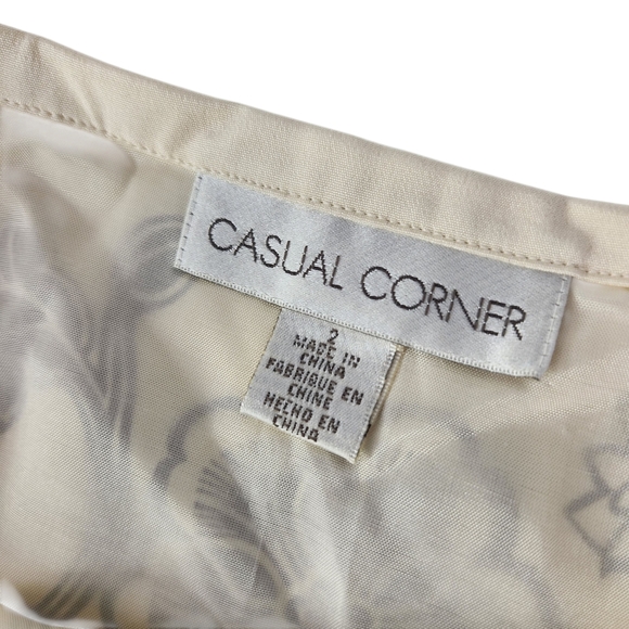 Floral Print Women's Silk Skirt - Cream and Brown Size 2 Vintage - Picture 7 of 10